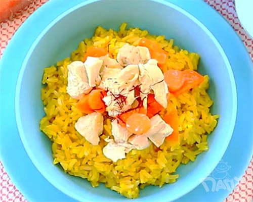 Пюре от шафранов ориз с пиле и моркови